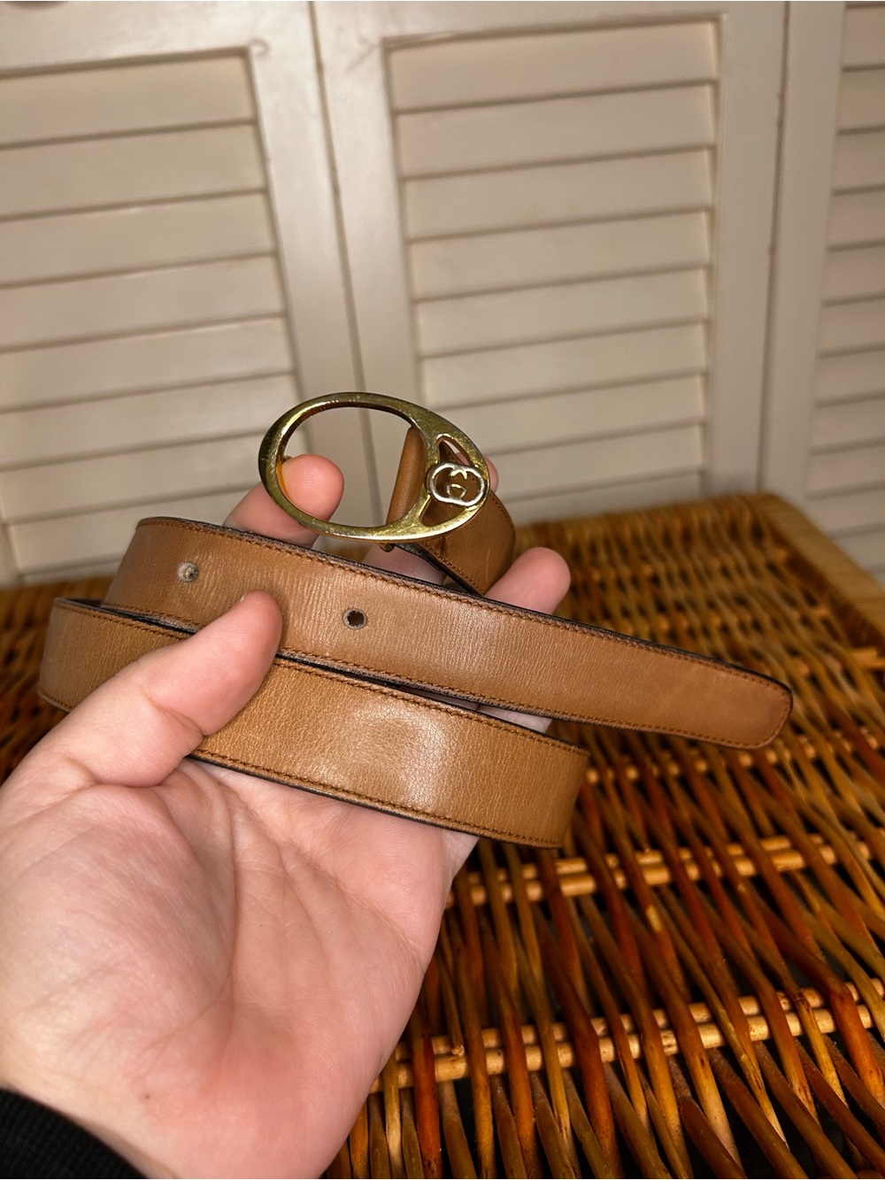 Vintage Gucci brown leather belt